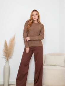 Women's Winter Knitted Blouse Boho  Square Knit Elegant Simple Casual Wool-Like Fabric Textured Knit Evening Holiday Wedding Office Street Travel Brunch Fall/Winter - 白色 - 查看 3