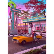 1PC Optional Frame Neon Synthwave Arcade Zone Dream Posters Canvas Painting Game Playroom Wall Art Picture For Cafe Club Room Home Decoration Reusable Frame ,Wall Art With Frame - Multicolor - View 118