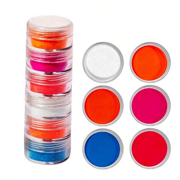 Dofuny 6 Farben neon fluoreszierendes Glimmer Pulver für Seifenherstellung, neon Färbepulver für Schleim, Epoxidharz Farbe, Kerzen, Schmuckherstellung, Farbpigment