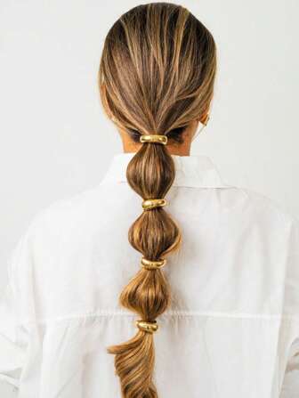 4pcs Set Elegant Gold Metal Hair Scrunchies, Luxury Women Hair Ties, Minimalist Hair Accessories, Smooth Metallic Elastic Hair Ties Retro Fashion Hair Tie Gift For Valentine's Day Ponytail Holders, Hair Bobbles Christmas Gifts