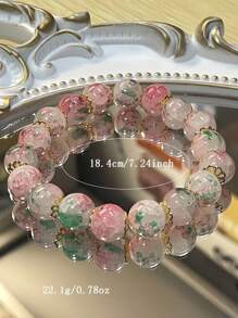 1 pieza Brazalete elástico con cuentas con efecto de grietas y degradado de color