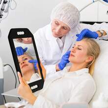 1 件符合人体工程学的手持式理发镜，带双手柄 - 轻巧便携的沙龙品质玻璃镜，适合理发师和美容师使用 - 非常适合后脑勺剪发 - 彩色 - 查看 8