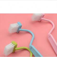 1 pieza Cepillo de baño en forma de V sin ángulos muertos: Cepillo de baño en forma de V, cepillo de baño pequeño, herramienta de limpieza de baño, se puede girar para adaptarse a inodoros curvos y colgar en la pared para la limpieza del hogar - Multicolor - Ver 7