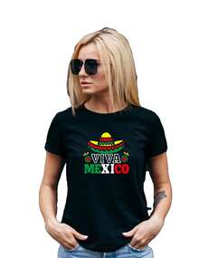 Playera Casual para Mujer Estampado "¡Viva México!" | Blusa Femenina Estilo Mexicano | Ropa Patriótica de Dama | Ideal para Fiestas Patrias, Eventos Mexicanos, 15 de Septiembre, Independencia | Camiseta de Algodón Cómoda y Fresca | Estilo Juvenil, Moderno y Tradicional | Diseño Colorido con Orgullo Mexicano | Moda Mexicana para Uso Diario o Celebraciones | Regalo Perfecto para Mexicanas | Tallas Chica a Extra Grande - Negro - Ver 2