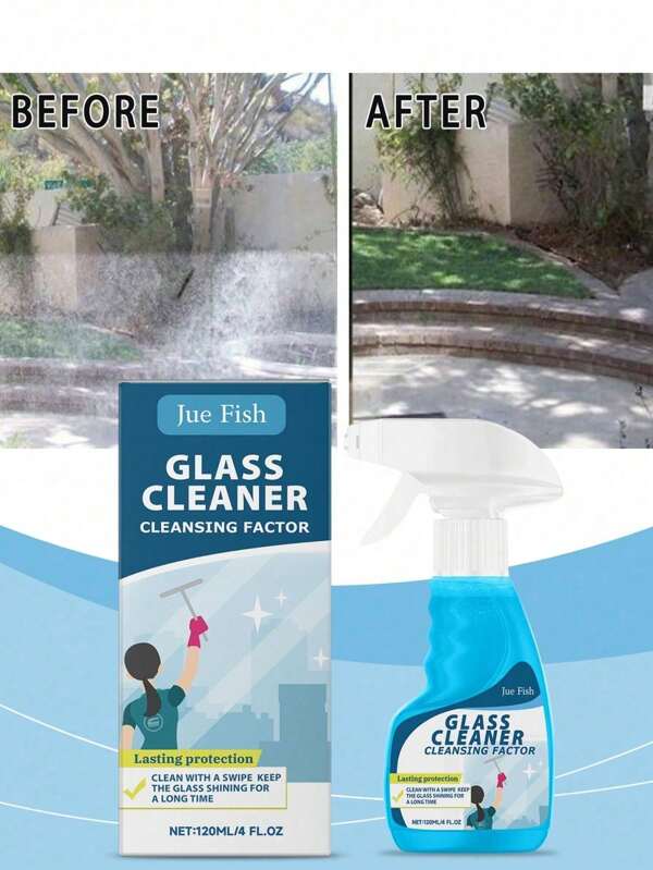120ml Glass Cleaner, Household Glass Mirror Cleaner, Grease And Stain Remover Spray, Enhanced Cleaning Power, Removes Various Oil And Dirt, Cleans Glass In Bathroom And Shower