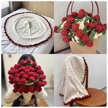 1PC Finished Rose Blanket A Bouquet Of Rose Flowers Handmade Crochet Acrylic Grace Fuzzy Sweater Lily Of The Valley Throw With Milk Rose Fringe Bed Couch Mother's Day Gift Just For Mommy For Dress - A - View 9