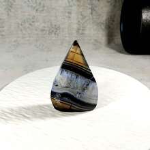 1pc Natural Crystal Black Agate Geode Flame Shaped Polished Specimen Home Decor Crystal Crafts - Black and White - View 2