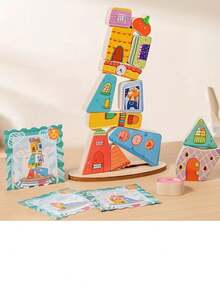 Wooden Building Blocks With Interesting Patterns - Educational Stacking Game, Trains Fine Motor Skills, Balance And Attention - Ideal Gift - Multicolor - View 6