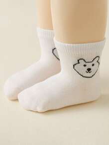 5 Pairs Of Spring, Summer, Autumn Short Socks For Boys And Girls Aged 0-6, Comfortable, Soft, Cute, Bear, Baby Socks