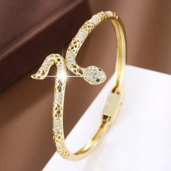 Set de pulsera para dama con diseño de serpiente y circonita