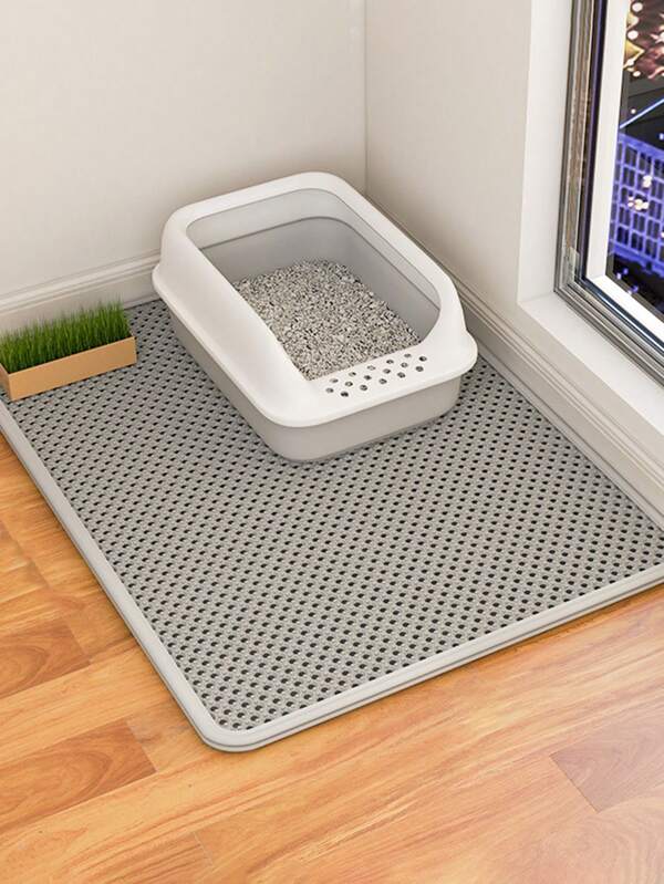 Alfombrilla para la caja de arena del gato, gran alfombrilla antihuellas de doble capa impermeable y lavable para la caja de arena de las mascotas