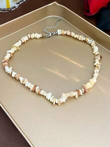 Asymmetrical Red Beaded Necklace, Bright Skin Tone, Boho Beach Fashion Choker - Irregular Necklace - View 6