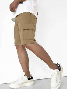 1 件青少年男孩休闲灰色户外口袋工装短裤，适合春夏季