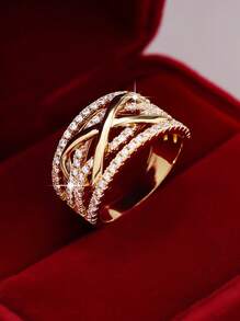 1 pièce Bague pour femme large avec symbole de l'infini cristallisé, élégante et luxueuse. Cadeau de luxe adapté pour la fête des Mères, un bijou mémorable et surprenant