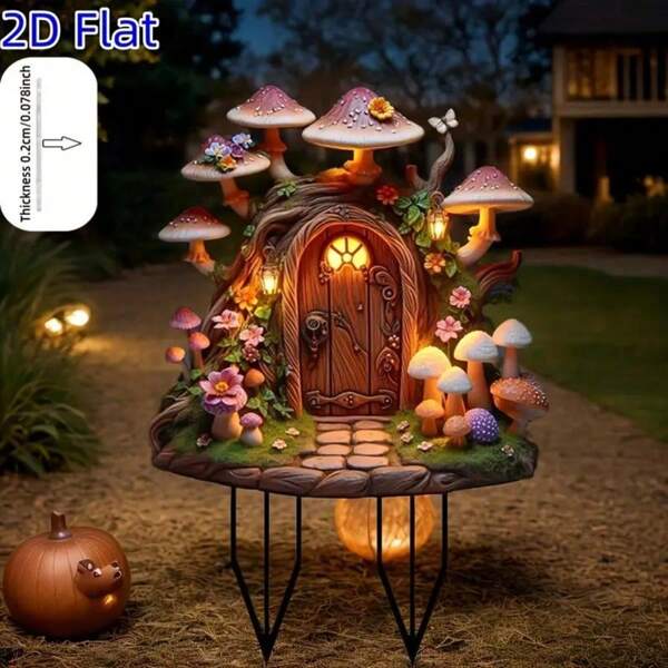 2D Acryl Boho-Stil Fantasy Pilzhaus Figur, Außen- oder Innendekoration zum Aufhängen, geeignet für Zuhause, Partys, Geburtstagsfeiern, Yard, Rasen und Garten Outdoor Feiertags-Dekoration