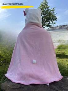 1 件 Sanrio Hello Kitty 系列迷你可爱猫耳连帽毛毯，可爱卡通印花斗篷，适合居家、宿舍、空调、礼物