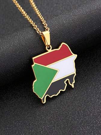 1pc Republic Of The Map Flag Pendant Necklaces Silver Color/Gold Color Jewelry