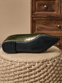 Women's Pointed Toe Casual Flats, Spring/Summer Military Green Color, Suitable For Party, Daily Wear, Outdoors, Versatile - Army Green - View 7