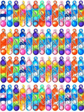 12/24/36/48 piezas Llavero Poppet de juguetes sensoriales de colores aleatorios - Paquete de regalos para fiestas - Llavero Poppet - Premios de juegos - Día de San Valentín - Regalos de fiesta de cumpleaños