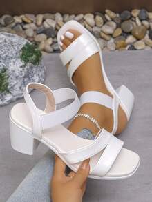 2 Zoll Absatz Riemchen Sandalen für Frühling/Sommer, Kreuzriemen Mittelabsatz Vintage Römische Schuhe für Damen, rutschfeste bequeme verstellbare Schnallen High Heels - Beige - Übersicht 3