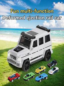 Children's Transforming Track Off-Road Vehicle, Inertia-Driven, Foldable And Portable For Easy Storage, Features A Launching Track, Promotes Parent-Child Interaction, Offers Multiple Ways To Play, Is Drop-Resistant And Durable, And Is An Educational Toy Car Suitable As A Gift For Boys And Girls Aged 3-12.