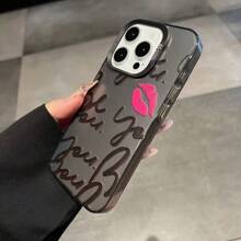 Funda de teléfono resistente a los arañazos con efecto reflectante de color negro y gris y diseño de estampado de labios personalizado, compatible con 11/13/15/15 Plus/15 Pro/15 Pro Max/11/12/13/14 Pro Max/XS/XR/11 Pro/11 Pro Max/12 Pro/12 Pro Max/13 Pro/13 Pro Max/14 Pro/14 Pro Max/14 Plus/7 Plus/8 Plus, Galaxy A13 5G, Galaxy S22 5G, Galaxy S24, Galaxy S25, Galaxy S21 Series