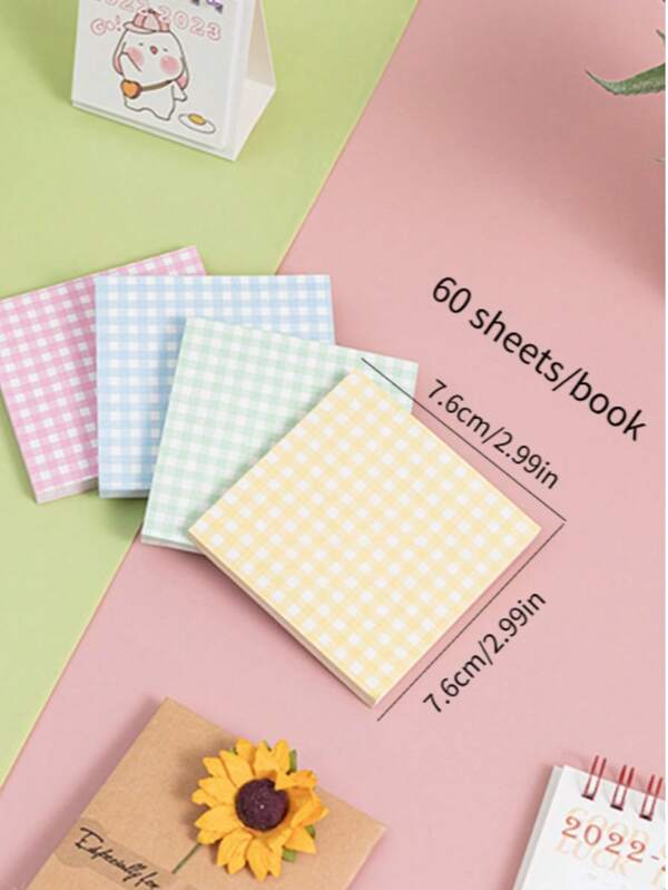 500pcs/300pcs/180pcs/120pcs/60pcs Colorful Grid Convenience Stickers, Student Sticky Notes, Available In Multiple Colors,School Supplies,Back To School