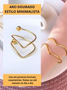 6 ou 12 Argola Porta Guardanapo Mesa Posta Minimalista Dourado Casamento
