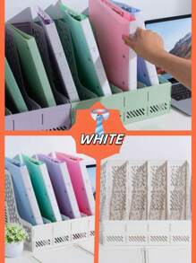 Desktop Organizer Document File Holder Rack, High Capacity Storage For Files, Papers, Stationery Office Supplies