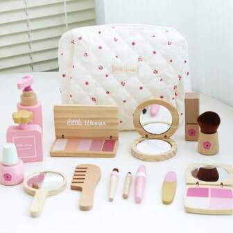 Houten Pretend Play Make-up Speelgoed Simulatie Cosmetica Set Meisjes Spelen Kapper Simulatie Make-up Peuterspeelgoed