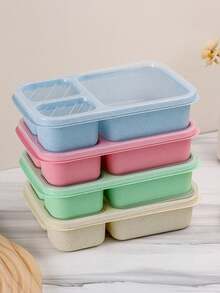 Cutie de prânz 1 buc cu capac, cutie Bento portabilă, recipient pentru depozitarea alimentelor cu 3 compartimente, cutie etanșă pentru depozitarea alimentelor, potrivită pentru întoarcerea la școală, serviciu, camping, picnic, studiu, depozitare în bucătărie, organizator de dulap, accesoriu de bucătărie - Multicolor - Vizualizare 7