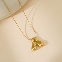 18K 泡泡字母项链，金色，适合女士，首字母项链，水钻，粗泡泡字母项链，可作为母亲节礼物，吊坠泡芙名字吊坠字母项链，不褪色镀金珠宝 - 金黃色 - 查看 18