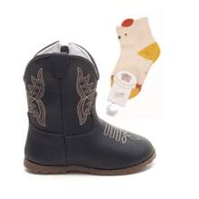 Botinha Texana Bebê Festa Junina Sapatinho Infantil Macio Confortável + 01 Par de Meias em Algodão Ubuntu Baby