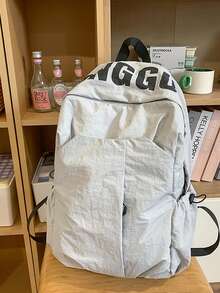 Washed Cloth Backpack, Large Capacity, Fashion Backpack, School Bag, High School Size, Student Backpack, Travel Bag, Fashion Letter Backpack School Bags University Bag