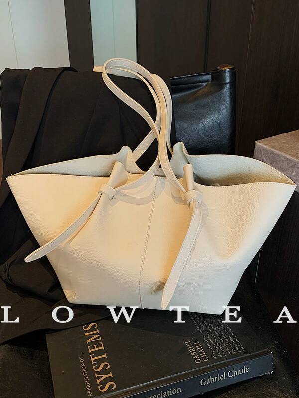 low tea 2pcs Low Tea PU Leather Shoulder Bag For Women, Casual Large Capacity Tote Bag With Book Bag Feature, Dual Handle Design With Closure, Suitable For Travel, Shopping, Dating, Gift For Ladies, Fit For Teenagers, College Girls, And Office Workers, Great For Office, School, Work, Business, Commuting, Outdoor, Travel, Outing
