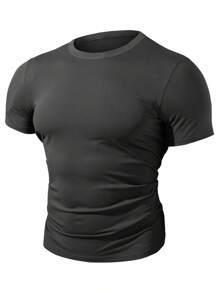 5 Pieces Of Men's Casual Sport T-Shirts, Solid Color Round Neck Short Sleeves, Quick-Drying Breathable Training Shirts, Fitness Running Shirts, Summer Casual Comfortable Tops