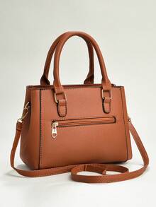 新款单肩包，配有毛球吊坠，休闲风格，母亲节礼物，妈妈必备，适合办公室、大学、工作、商务、通勤、户外、旅行及各种场合。 - 棕色 - 查看 8