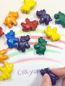 6 Colors Of Novel, Creative, Funny, Cute Little Dinosaur Shaped Crayons, With Bright Colors, No Dirty Hands, Washable, Smooth Painting, Art Painting Graffiti Crayons, Holiday Reward Small Gifts, Unique Shapes, Making You More Interested In Painting,Essential For Returning To School, Back To School Stationery For Students,Halloween, Christmas, And Birthday Reward Gift - Multicolor - View 4