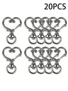10/20/50PCS Heart-Shaped Keychain Rotating Lobster Keyring, Couple Keychain, Alloy Material, With Rotating Hook, For Christmas Festival, Love Decoration - Heart Shaped Keychain - View 12