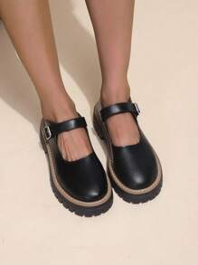 Elegante Slip-On Ballerinas für Teenager, Retro-Stil mit rundem Zeh und dickem Absatz, schwarze Vintage Französische Plateausohle Mary Jane Schuhe für Teenager Mädchen, ultra bequeme flache Absätze, komfortable Gummisohle für den täglichen Gebrauch.