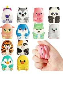 18/24 pièces Jouets micro Squishy thème animal - Faveurs de fête, jouets anti-stress moelleux à compression lente (aléatoire)