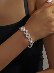 Set de 4 piezas de joyería para mujer con collar, aretes, pulsera y cristales, adecuado para uso diario, vestidos de novia y regalos para fiestas