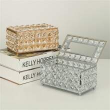 1pc Crystal Tissue Box, Elegant Home Decor Gift For Living Room, Office, Coffee Shop, Hotel, 1pc Brush Holder Pen Organizer Box