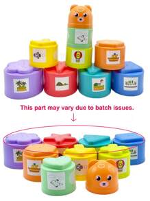 9pcs Baby Multi-Color Nesting Cups Set, Stacking Tower Color Recognition Cognitive Training Educational Toys (Color Random)Educational Nesting Rings With Animal Top & Vehicle DIY Stickers For Learning Numbers And Letters,Multicolor,Kids Toys,Travel Toys For Girls,Boys' Games,Birthday Gifts,Cartoon Bear Jenga,School Supplies,Children's Intellectual Games,Soft Blocks,6 Month Old Toys,Toddler Christmas Gift