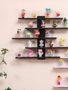 1pc Wall Hanging Shelving Display Rack, Decorative Minimalist Modern Wall Shelf For Home Decor, Bedroom Storage Of Figurines, Blind Boxes - Black - View 6