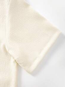 2 pezzi Set, camicia a manica corta larga con ricamo alla moda e pantaloni casual, outfit da coppia abbinato adatto per marito/fidanzato, vacanza al mare