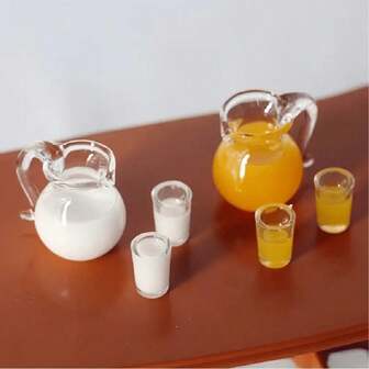 3pcs Mini Milk/Orange Juice Pot, Toy Accessory & Kitchen Decor, Random Style Ideal For Birthday, Graduation