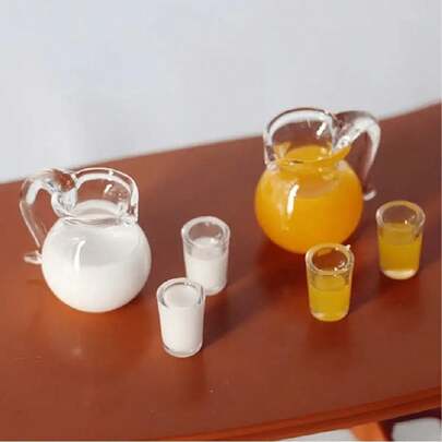 3pcs Mini Milk/Orange Juice Pot, Toy Accessory & Kitchen Decor, Random Style Ideal For Birthday, Graduation