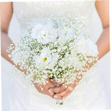 Yastouay 满天星人造花，1 件假白色满天星人造花散装，真实触感人造满天星花束，适用于婚礼花艺布置派对装饰