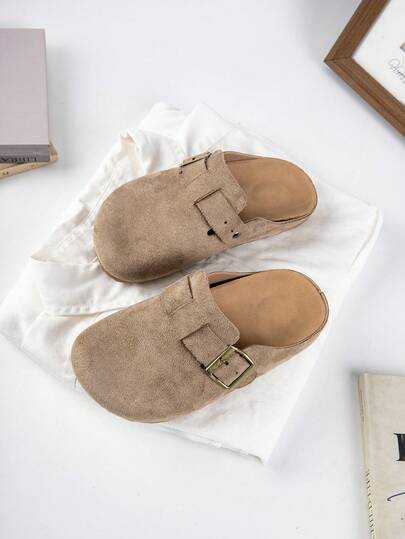 Cork Thick Sole Mule Slippers, Comfortable Slip-On Sandals, Retro Casual Closed Toe Slippers For Students, Summer Wear (Size Runs Small, Suggest Ordering One Size Up)